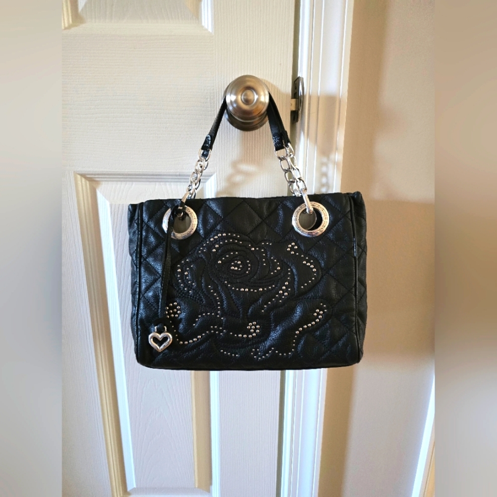 Brighton Logan Black leather crossbody shoulder bag